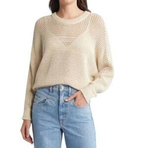 Cleobella Ivory Cable Knit Open Stitch Organic Cotton Sweater SMALL